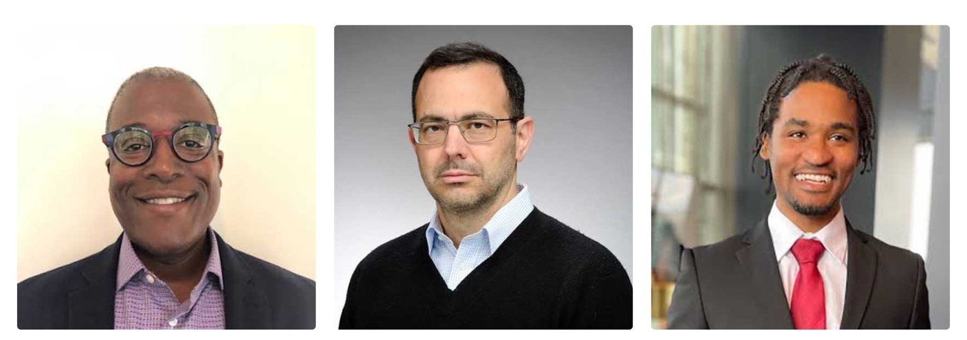 Portrait photos of three professors side by side